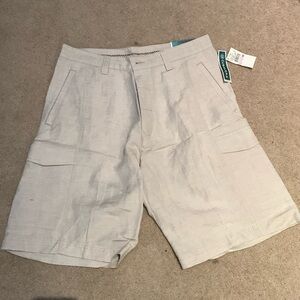 Cubavera men’s linen/rayon cargo shorts size 32 light tan color